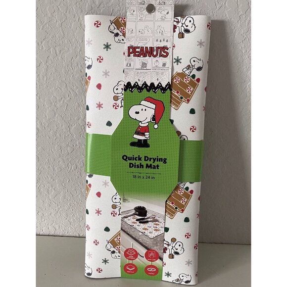 Peanuts Snoopy QUICK DRYING RUBBER Kitchen Mat Gingerbread House 18 X 24” NEW - Picture 1 of 16